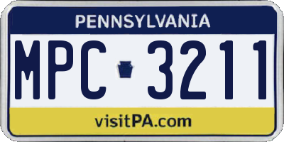 PA license plate MPC3211