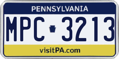 PA license plate MPC3213