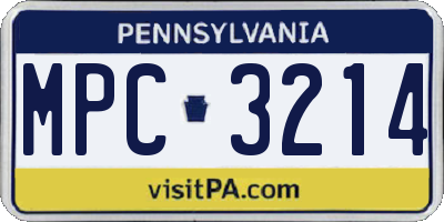 PA license plate MPC3214
