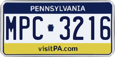 PA license plate MPC3216