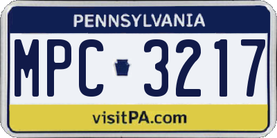 PA license plate MPC3217