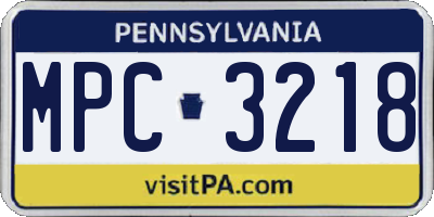 PA license plate MPC3218
