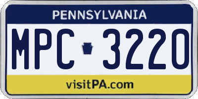 PA license plate MPC3220