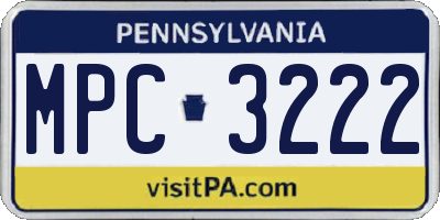 PA license plate MPC3222