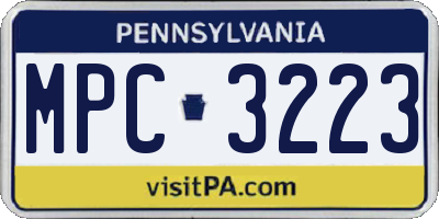 PA license plate MPC3223
