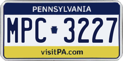 PA license plate MPC3227