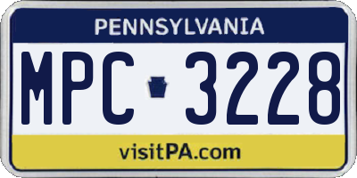 PA license plate MPC3228