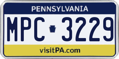 PA license plate MPC3229