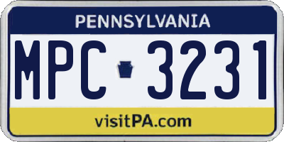 PA license plate MPC3231