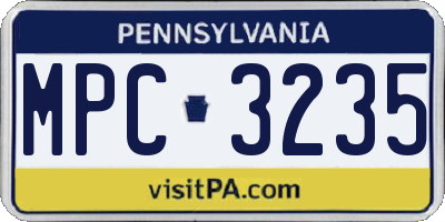 PA license plate MPC3235