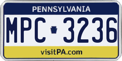 PA license plate MPC3236