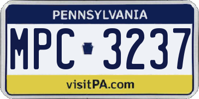 PA license plate MPC3237