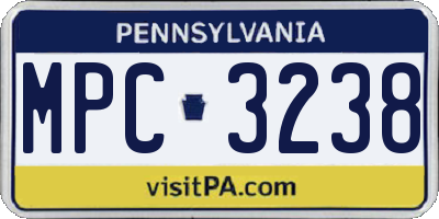 PA license plate MPC3238