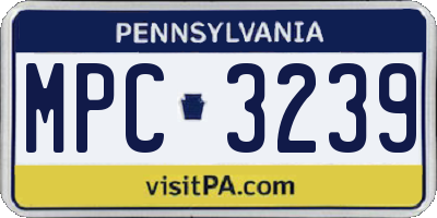 PA license plate MPC3239