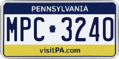 PA license plate MPC3240