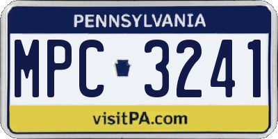 PA license plate MPC3241