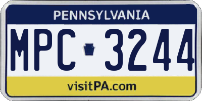 PA license plate MPC3244