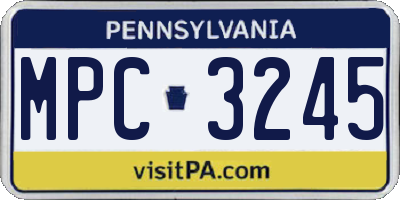 PA license plate MPC3245