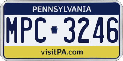 PA license plate MPC3246