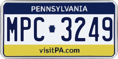 PA license plate MPC3249