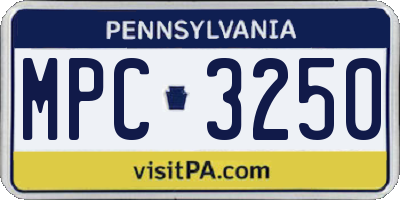 PA license plate MPC3250