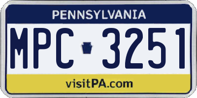 PA license plate MPC3251
