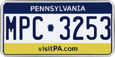 PA license plate MPC3253