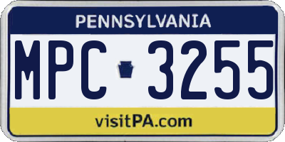 PA license plate MPC3255