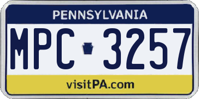 PA license plate MPC3257