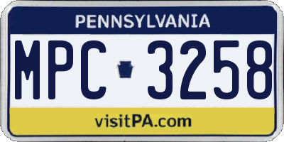 PA license plate MPC3258