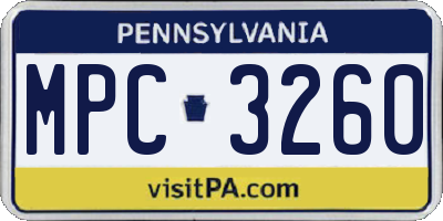 PA license plate MPC3260