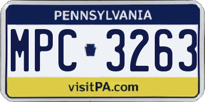 PA license plate MPC3263