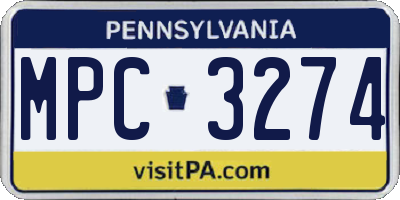 PA license plate MPC3274