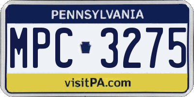 PA license plate MPC3275