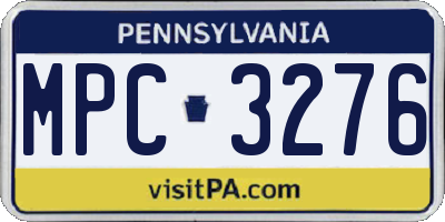 PA license plate MPC3276