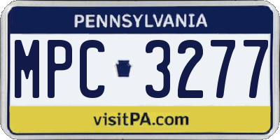 PA license plate MPC3277