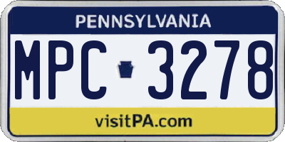 PA license plate MPC3278