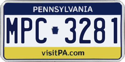 PA license plate MPC3281