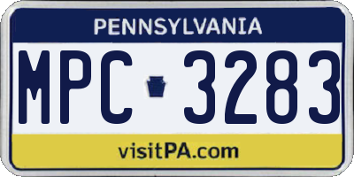 PA license plate MPC3283