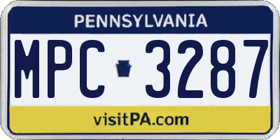 PA license plate MPC3287