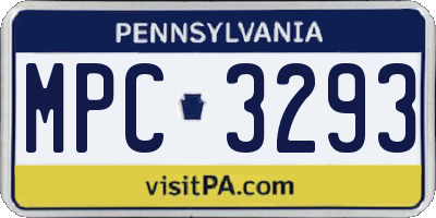 PA license plate MPC3293