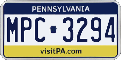 PA license plate MPC3294
