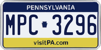 PA license plate MPC3296