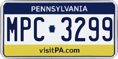 PA license plate MPC3299