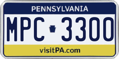 PA license plate MPC3300