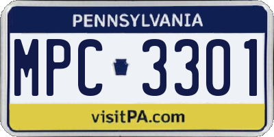 PA license plate MPC3301