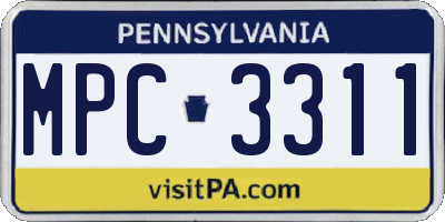 PA license plate MPC3311