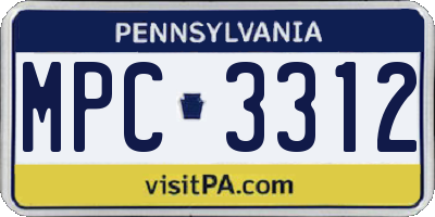 PA license plate MPC3312