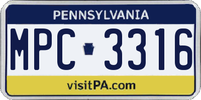 PA license plate MPC3316