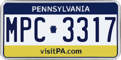 PA license plate MPC3317